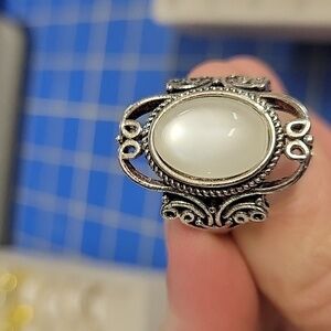 Opal Silver Tone Ring Brand New